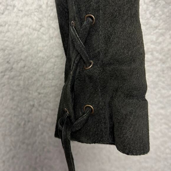 VTG Wilsons Leather Suede Jacket Western Fringe Cropped Button Snap Coastal Boho - Picture 4 of 12